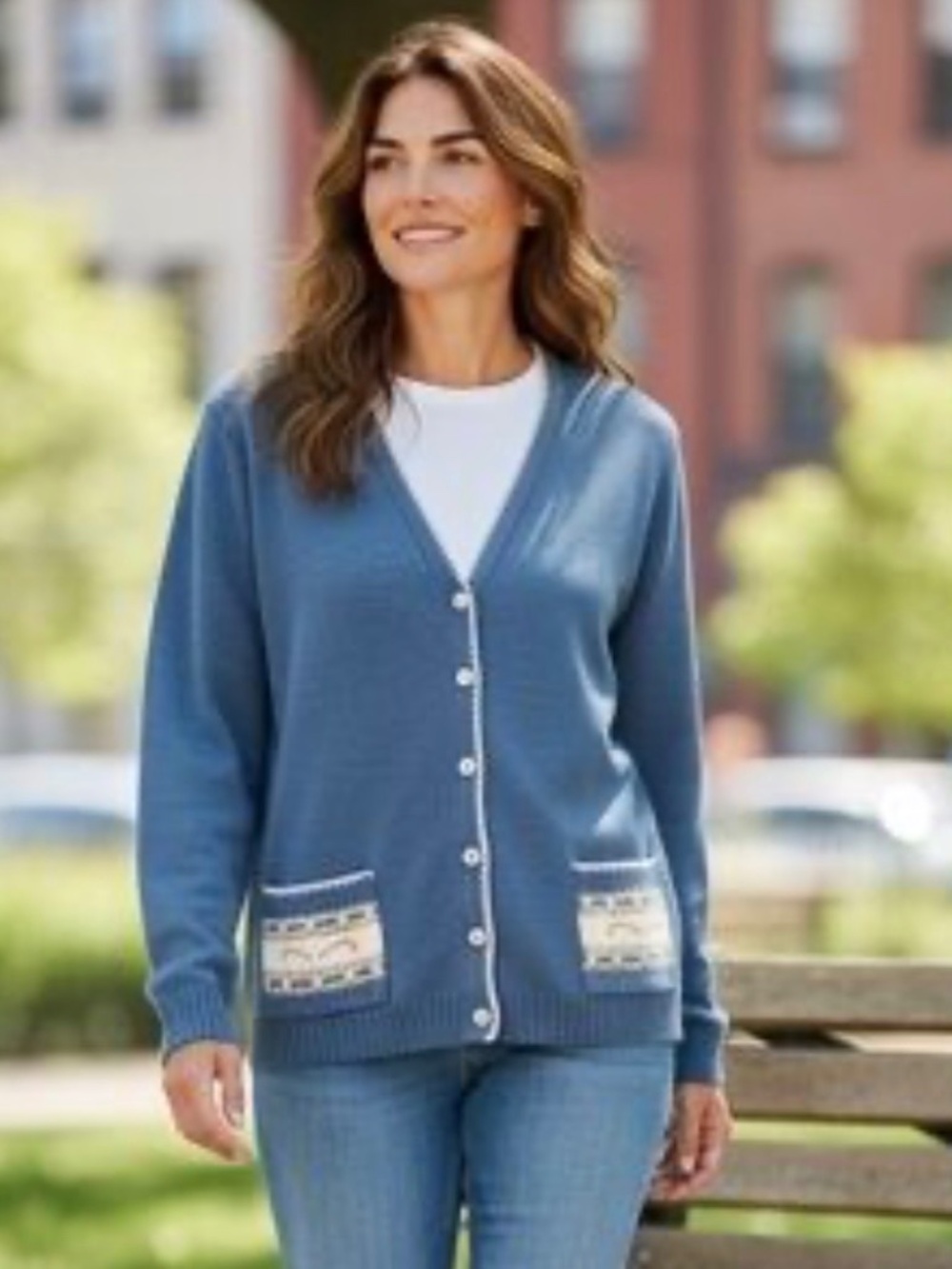 Liz Claiborne Knit Twinset with Delicate Ribbon and Embroidery Detail, XL - Picture 9 of 9